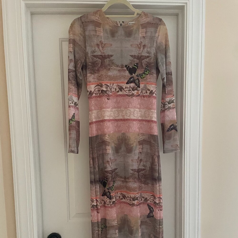 Delora Versailles Print Mesh Midi Dress